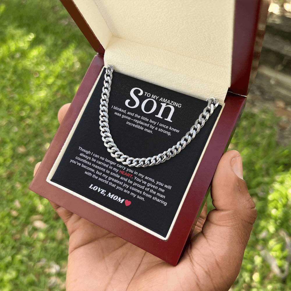 To My Amazing Son | I Will Always Carry You In My Heart | Cuban Link Chain
