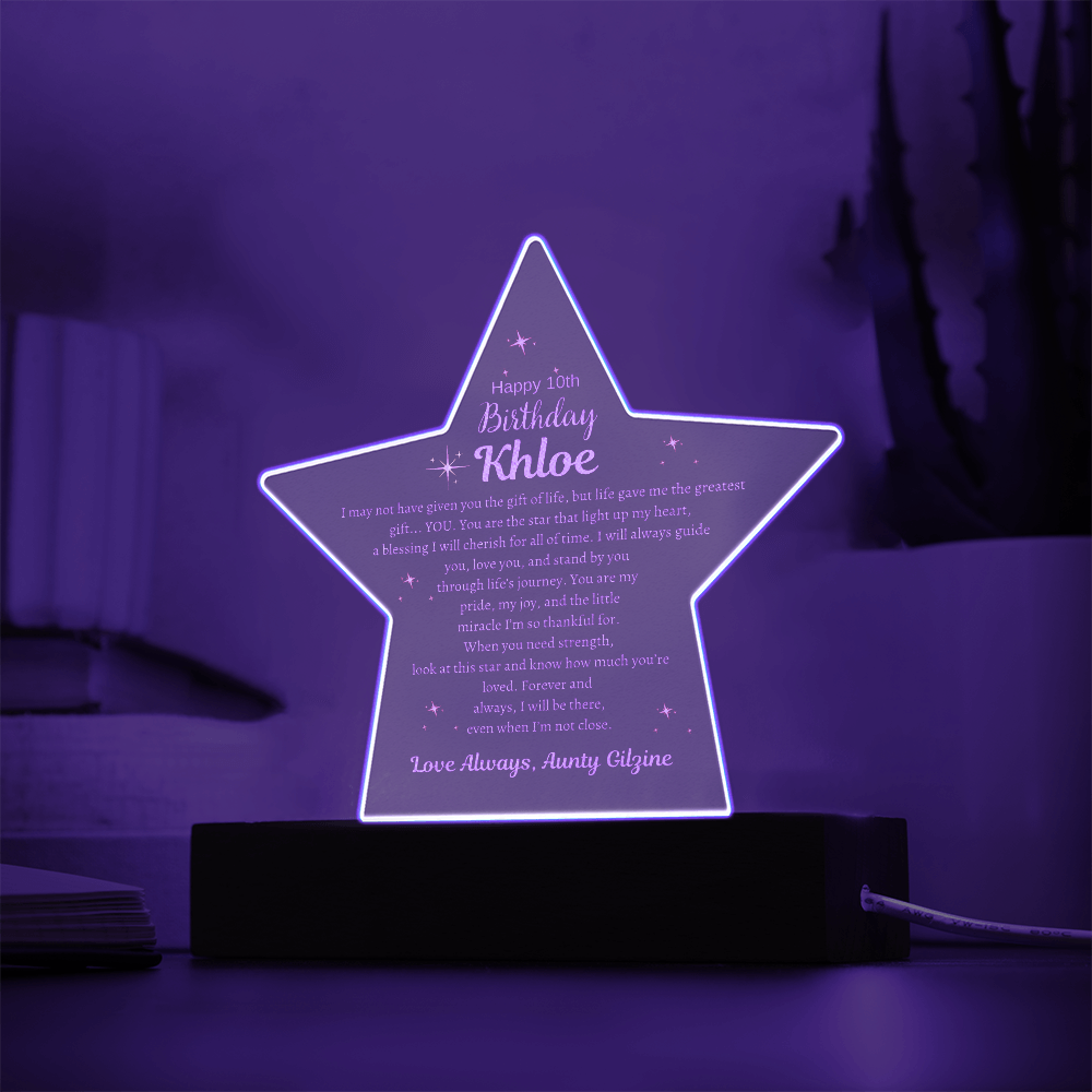 Happy Birthday | Personalized Engraved Star Acrylic Plaque | Show Her How Much You Love Her