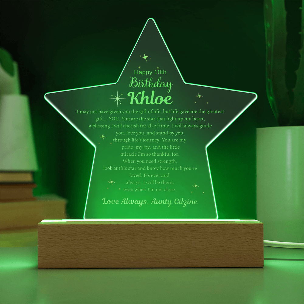 Happy Birthday | Personalized Engraved Star Acrylic Plaque | Show Her How Much You Love Her