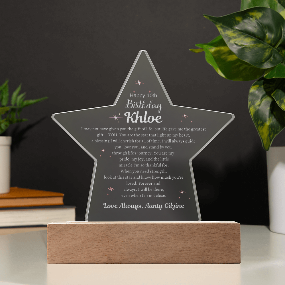 Happy Birthday | Personalized Engraved Star Acrylic Plaque | Show Her How Much You Love Her