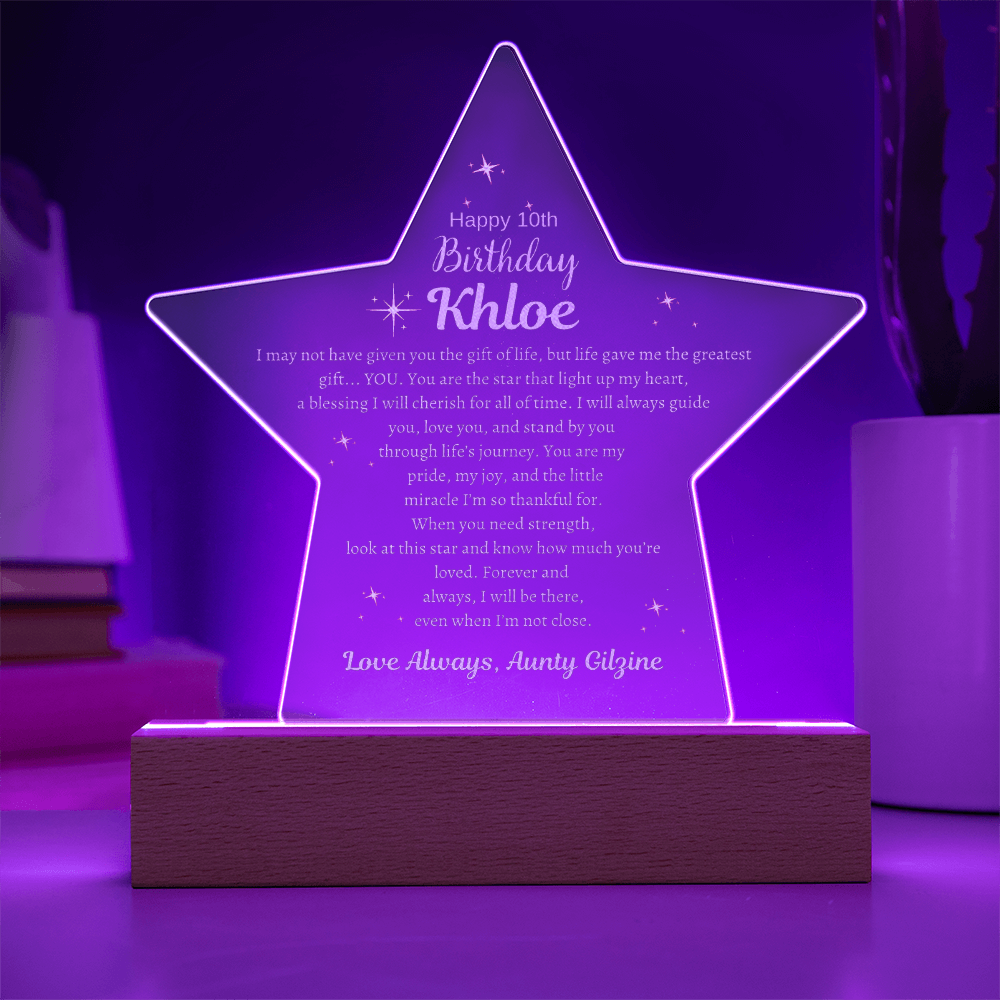 Happy Birthday | Personalized Engraved Star Acrylic Plaque | Show Her How Much You Love Her