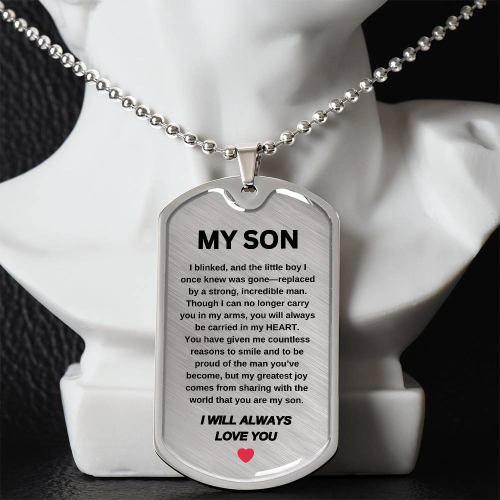 My Son | I Will Always Love You | Dog Tag Pendant Chain