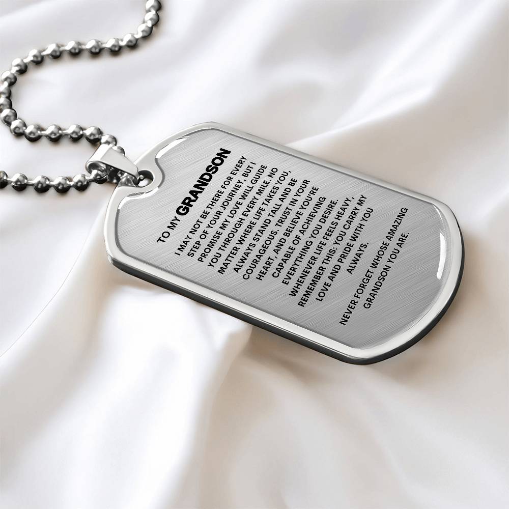 To My Grandson | Never Forget Whose Grandson You Are | Dog Tag Pendant Chain