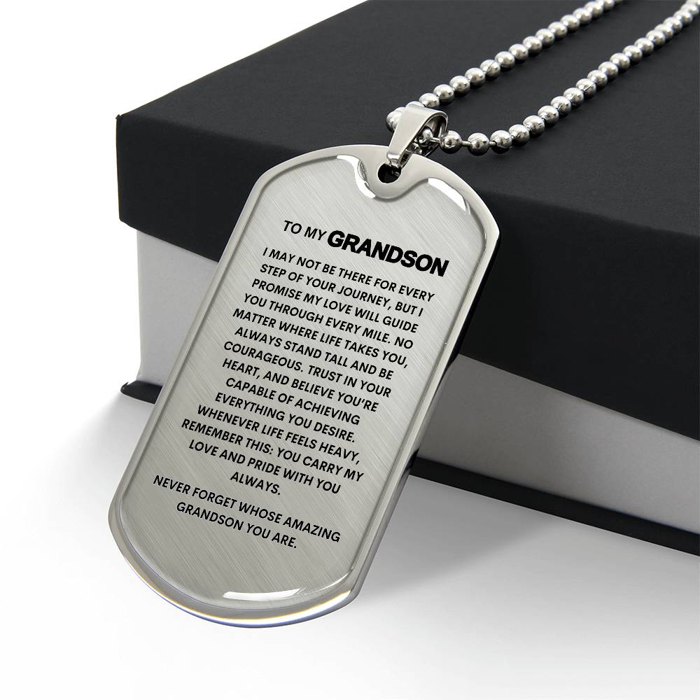 To My Grandson | Never Forget Whose Grandson You Are | Dog Tag Pendant Chain