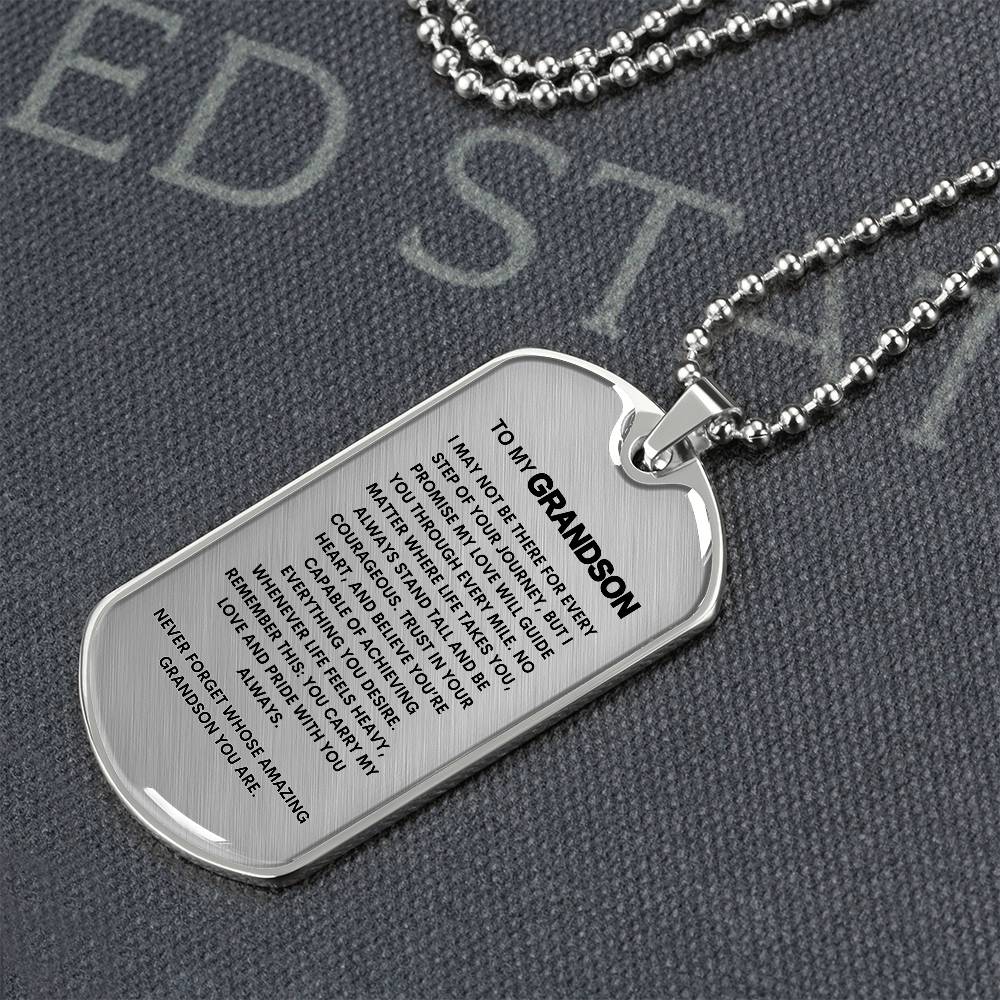 To My Grandson | Never Forget Whose Grandson You Are | Dog Tag Pendant Chain