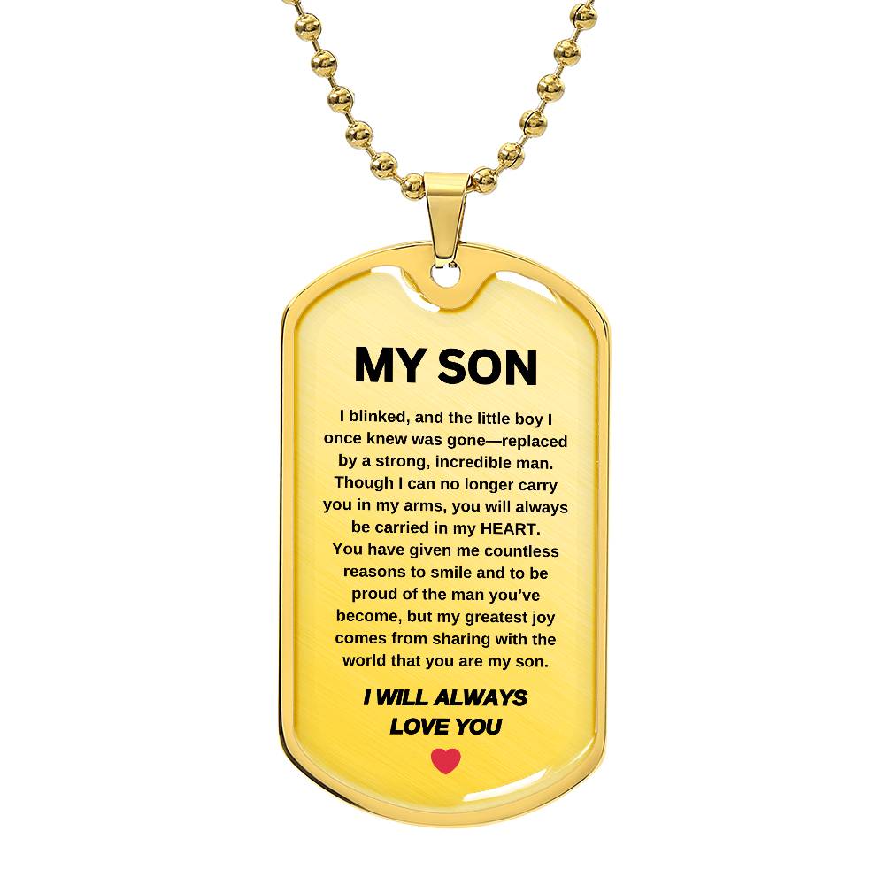 My Son | I Will Always Love You | Dog Tag Pendant Chain