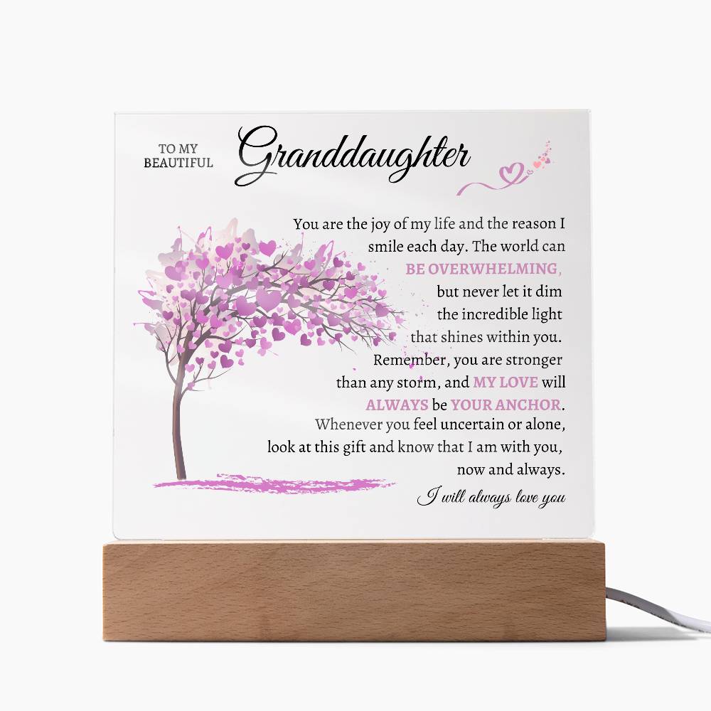 To My Beautiful Granddaughter | I Will Always Love You | Square Acrylic Plaque