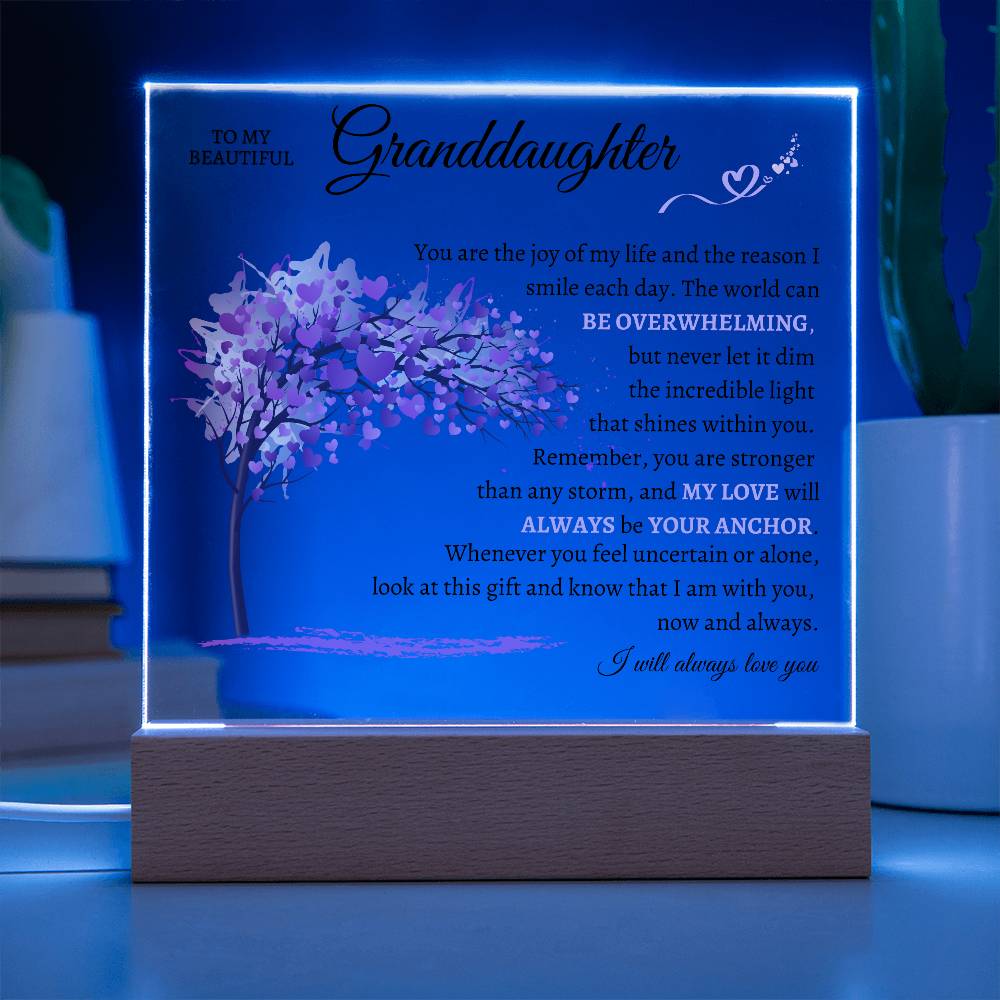 To My Beautiful Granddaughter | I Will Always Love You | Square Acrylic Plaque