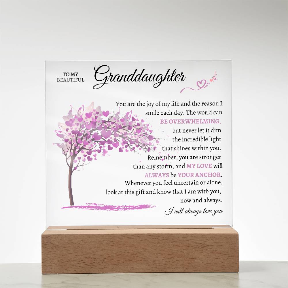 To My Beautiful Granddaughter | I Will Always Love You | Square Acrylic Plaque