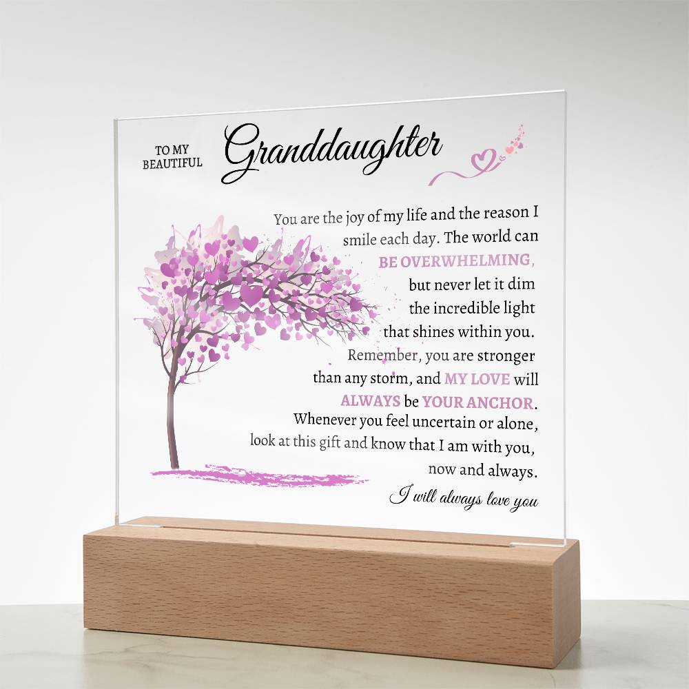 To My Beautiful Granddaughter | I Will Always Love You | Square Acrylic Plaque