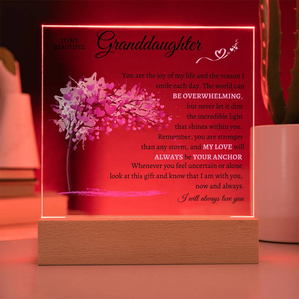 To My Beautiful Granddaughter | I Will Always Love You | Square Acrylic Plaque